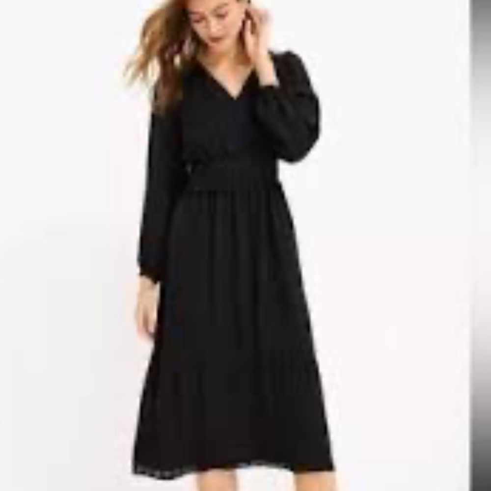 LOFT Elegant Black Long Sleeve Dress